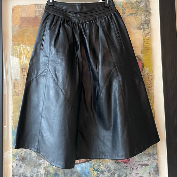 Zara Black Faux Leather Skirt XS - Picture 1 of 6